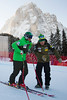 VAL GARDENA, ITALY - DECEMBER 12:  Travis Ganong gets instructions  a US ski team team coach prior to taking part in the first official training session for the Audi FIS Alpine Ski World Cup Downhill race on December 12 2012 in Val Gardena, Italy. (Photo by Mitchell Gunn/Getty Images) Image may be used for editorial purposes only.