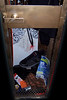 US Snowboarding's Scotty Lago has a locker showcaseing his new signature Flow snowboard, signature Scotty Lago shoes, Hustle and Flow movie poster, and his fishing gear.