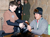 Olympic medalist Toby Dawson skis with 11-year old Ryan Long as a part of a Make-a-Wish day for Ryan at Deer Valley Resort in Park City, Utah.